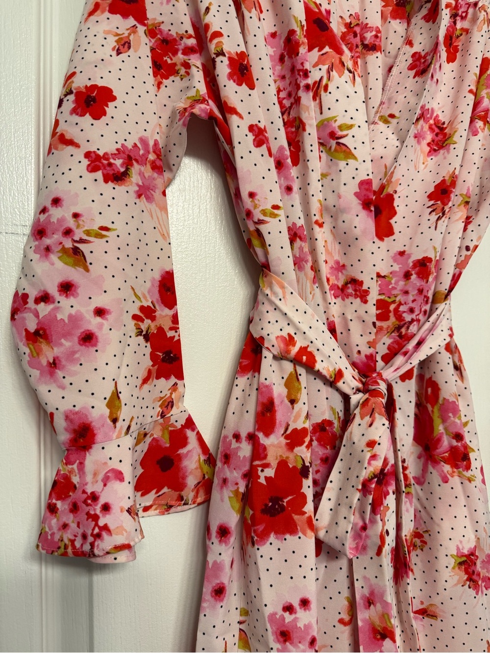 Oscar De La Renta Pink Label Floral Wrap Robe XS Cottagecore Pristine - Picture 3 of 15